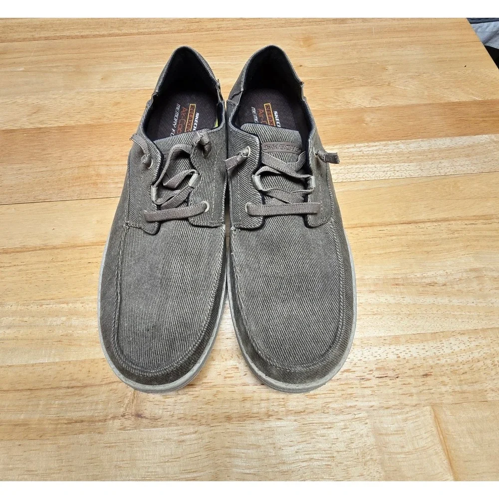 Skechers Relaxed Fit Loafers Men Taupe Brown Air-Cooled Memory Foam Moc Toe Shoe